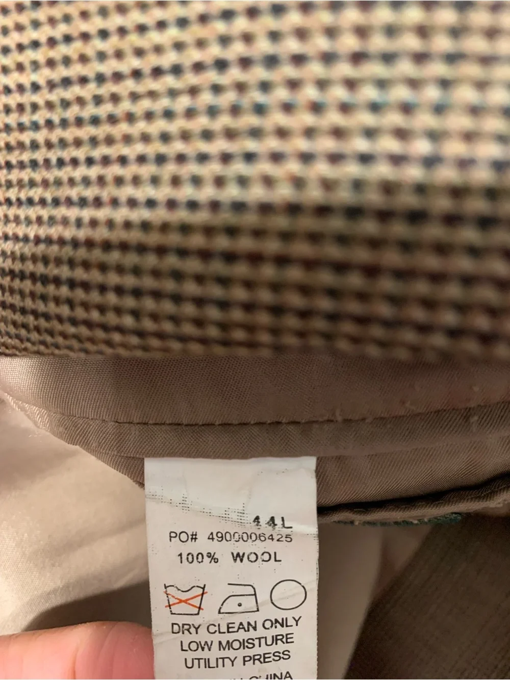 Lauren Ralph Lauren men's 44L 100% wool plaid blazer sport coat in brown